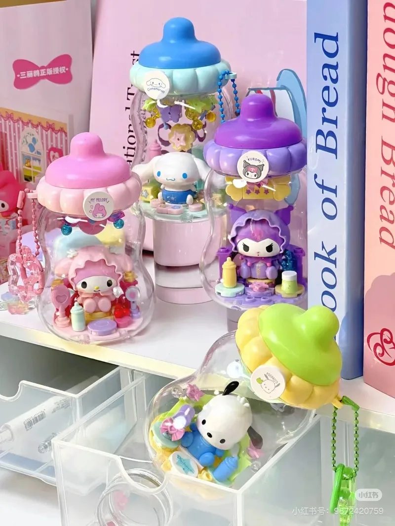 

Sanrio Family Dun Dun Milk Бутылка Строительный блок Слепая коробка Куломи Мелодия Модель Милые дети Сборка своими руками Коллекция игрушек Подарки для девочек