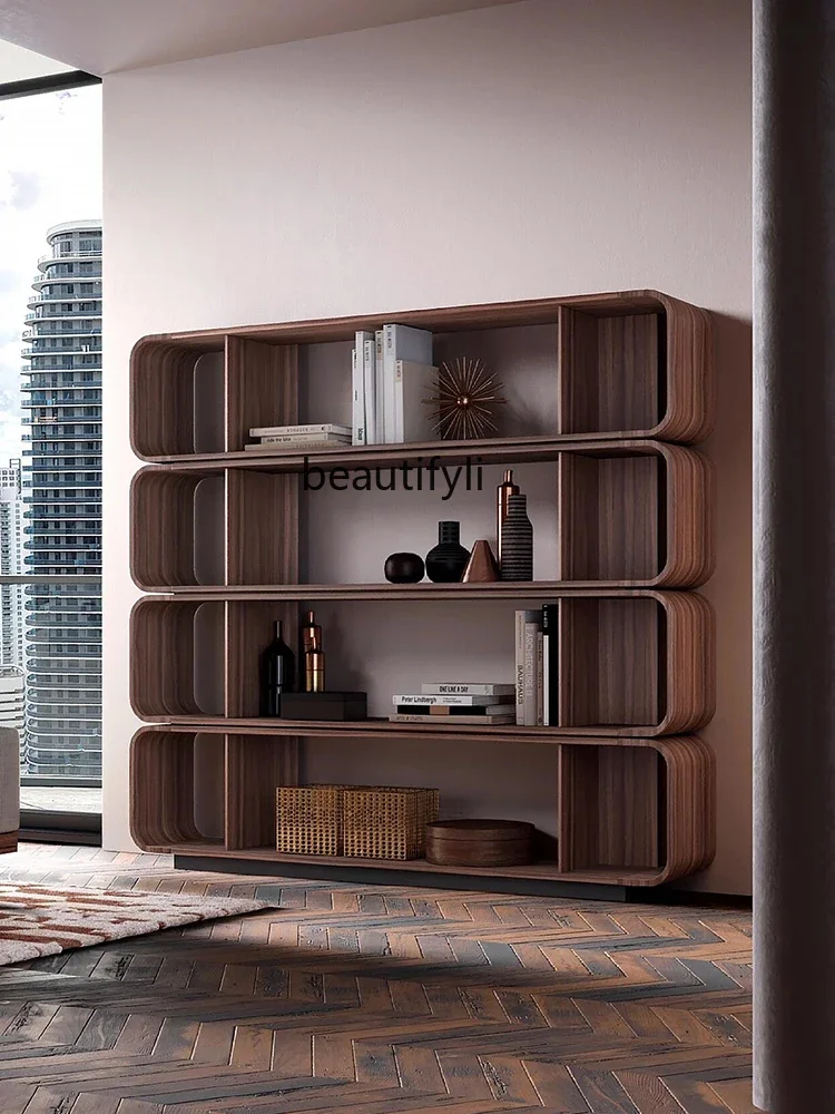 Italian light luxury solid wood bookcase, simple study, bookshelf, locker, living room, double-sided partition cabinet