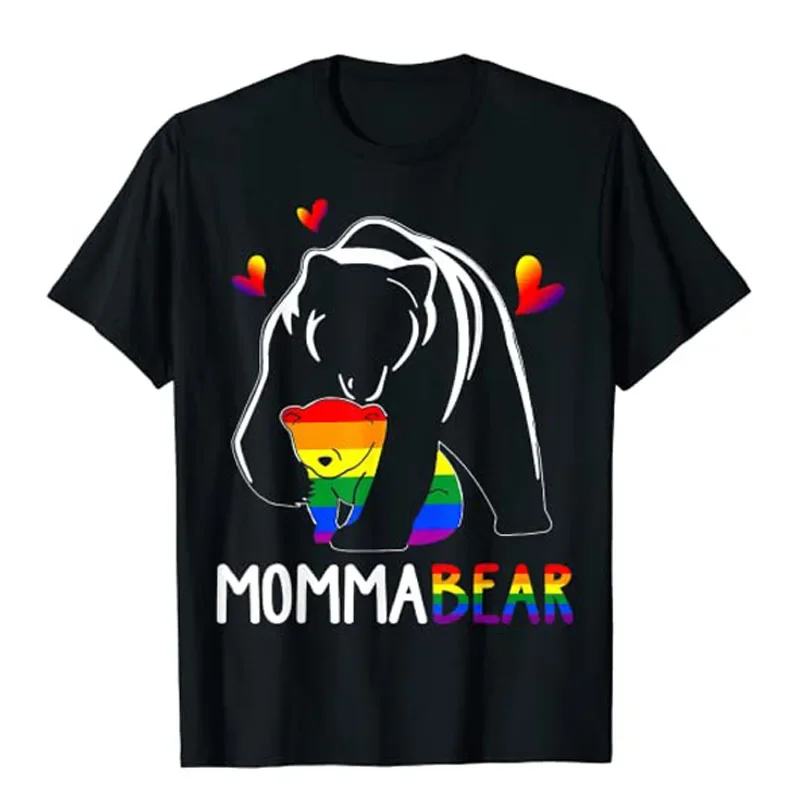 LGBT Mama Momma Bear Gay Pride Proud Mom Mother's Day T-Shirt Lgbtq Lovely Gift Women's Fashion Proud Ally Cool Graphic Tee Tops