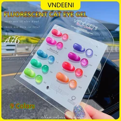 Vendeeni 9 Colors/Set Fluorescent Cat Eye Gel Nail Polish Semi Permanent 3D Magic Cat Eye UV LED Soak Off Gel Varnish