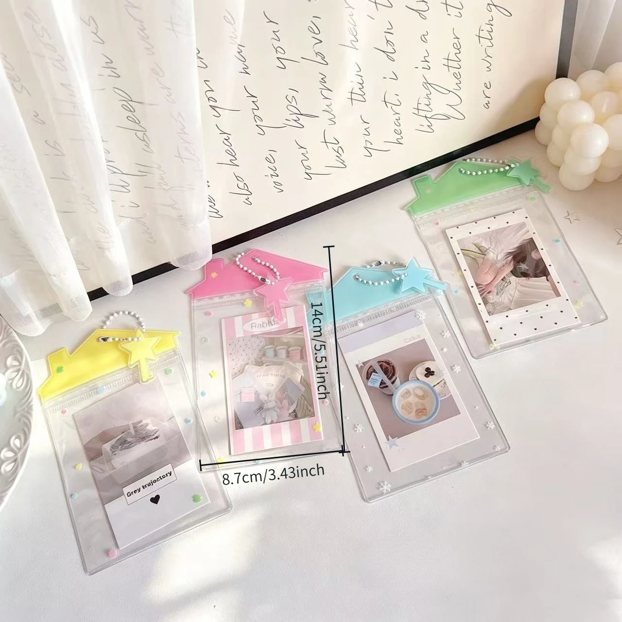 Cartoon Little House Card Holder Transparent PVC Badge Photocard Dustproof Display Pendant Plush Toy Storage Doll Bag image 6