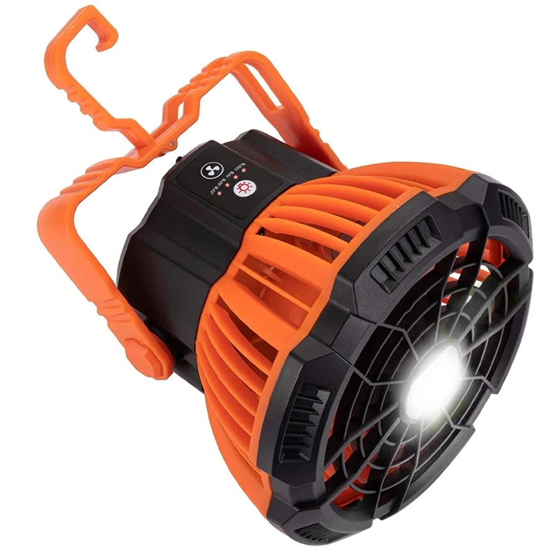 

Camping Fan With LED Lantern,Portable Tent Fan With Hanging Hook,Rechargeable USB Personal Desk Fan For Home, Outdoor