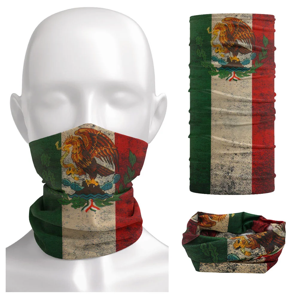 Mexican Flag Face Bandana Mask Scarf Mexico National Flag Dustproof Neck Gaiter Breathable Men Women Hiking Cycling Headwear