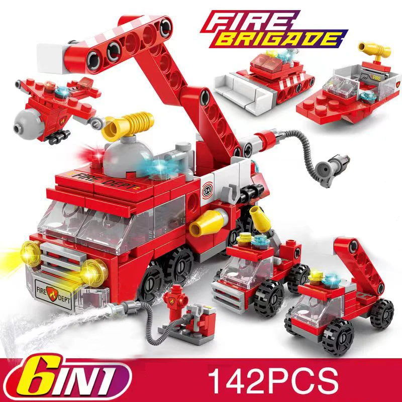 Zestaw klocków konstrukcyjnych 6w1: Inżynieria miejska, siły marynarskie, policja, straż pożarna, klocki edukacyjne, prezent dla dzieci