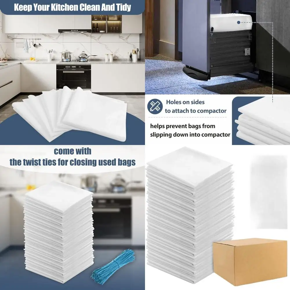 

60-Pack White 15 Heavy-Duty Trash Compactor Liners for Kenmore & Rectangular Drawer Models