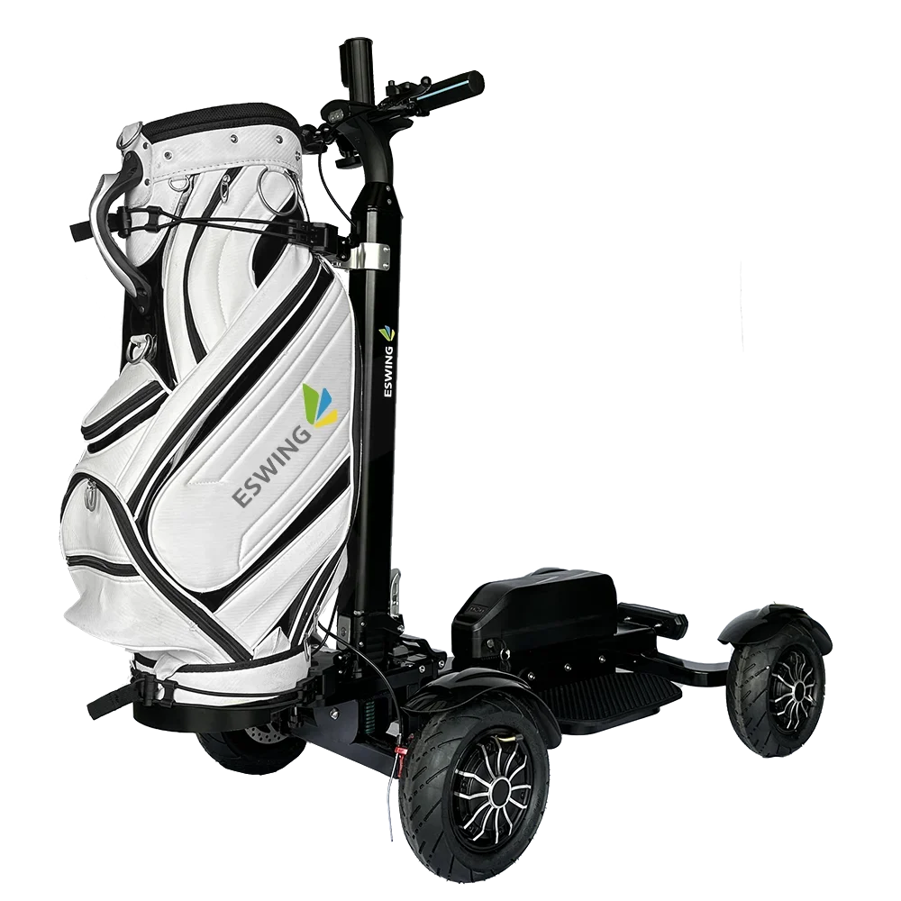 Caddie électrique pliable portable, chariot de golf, 4 roues, poignées amovibles, nouveau design, 20 Ah, 2400W