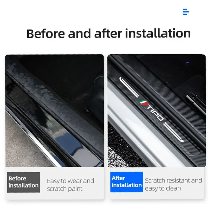 Picture 6: For FIAT TIPO Logo Auto Door Threshold Protect Film Decals, Car Trunk Bumper Sticker, Scratch Resistant Anti-collision Strip