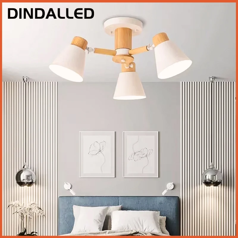 

DAMIASMIL Nordic Ceiling Lamp Wood Chandelier For Living Room Bedroom Restaurant Ceiling Lights Home Decor E27 Lighting Lustre
