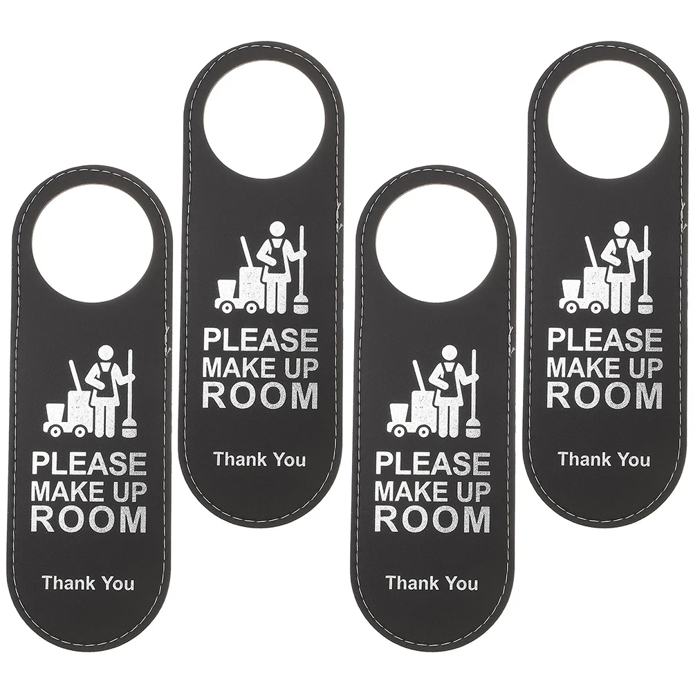 4 Pcs Hotel Door Sign Hanger Signs Handles Listing Not Disturb Make Up Room Knobs Office Doorknob