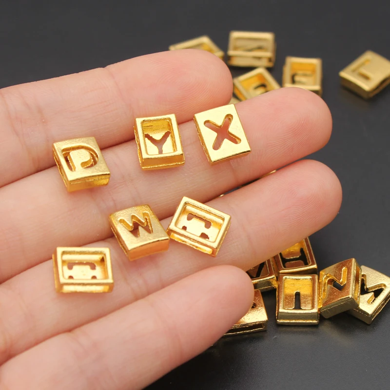 

1pcs Gold Color Slide Letters Charms Alphabet Number 8mm Alloy Fit DIY Wristband Bracelet Collar Jewelry Making Women Kids Gift