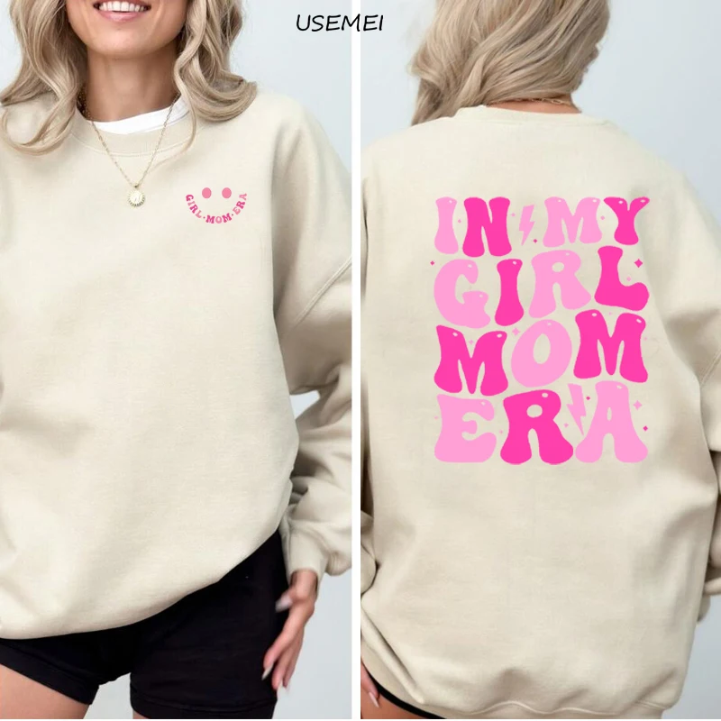 In My Girl Mom Era Crewneck Sweatshirt Women Pullover Girl Mom Mama Club Sweatshirts Spring Funny Clothes Gender Reveal