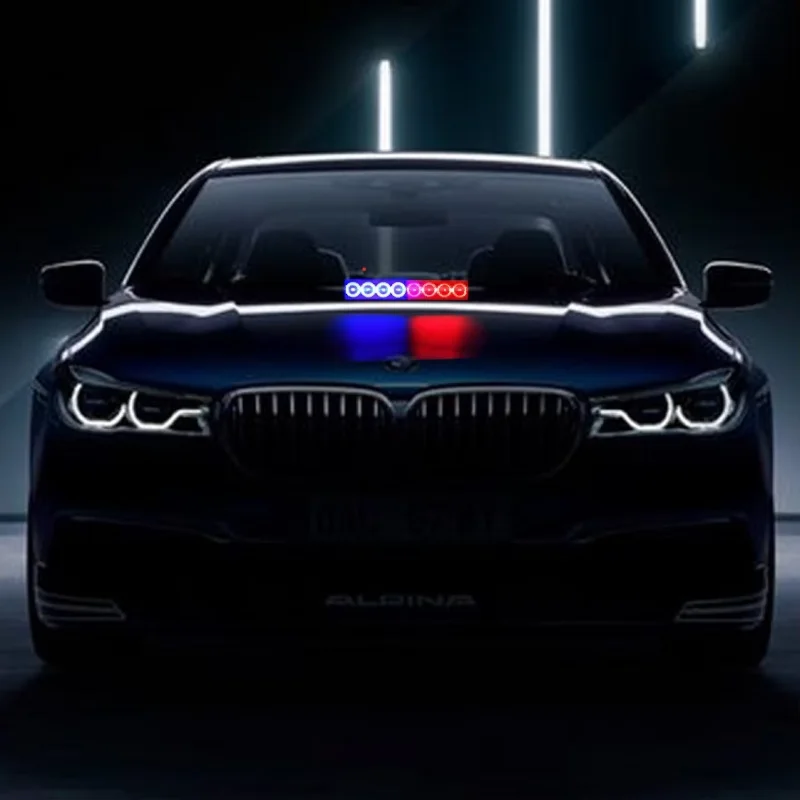 8 LED Universal Car Strobe Light Flasher Vehicle Windshield Flashing Warning Signal Lamp Red Blue  Emergency lights 12V view 6