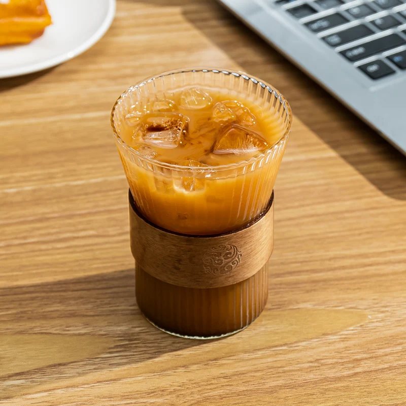 جيانكسي مطرقة كوب زجاجي منقوش للقهوة ، طقم الكونغ فو الصغير ، كوب الشاي ، خاتم الخشب ، أكواب رئيسية