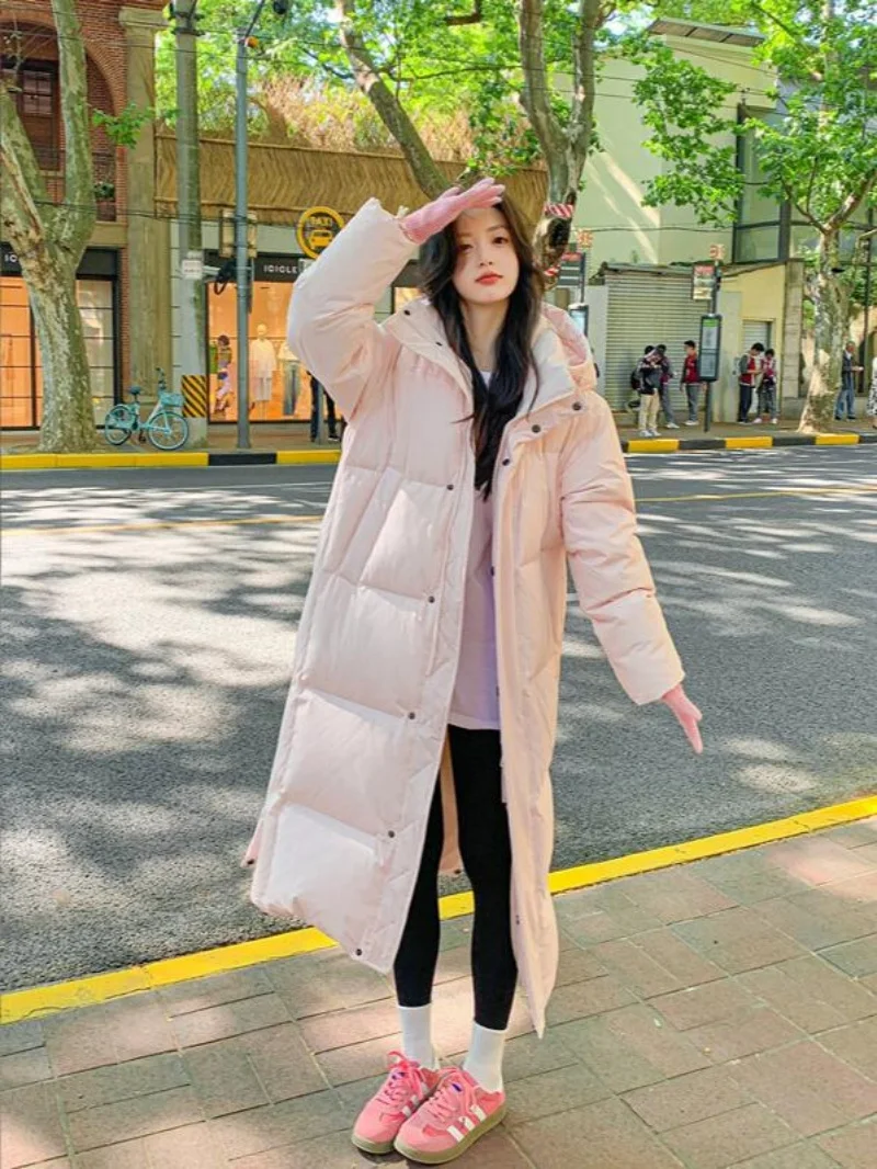 women's Long Down Jacket Women Hooded Coat 2025 Winter New Loose Girls' Jacket Multi-Color Thick Windbrake Down Coat