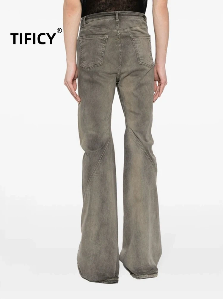 سراويل جينز داكنة RO High Street للنساء/الرجال مغسولة صغيرة قابلة للسحب للأسفل سراويل جينز متعددة الاستخدامات وعصرية