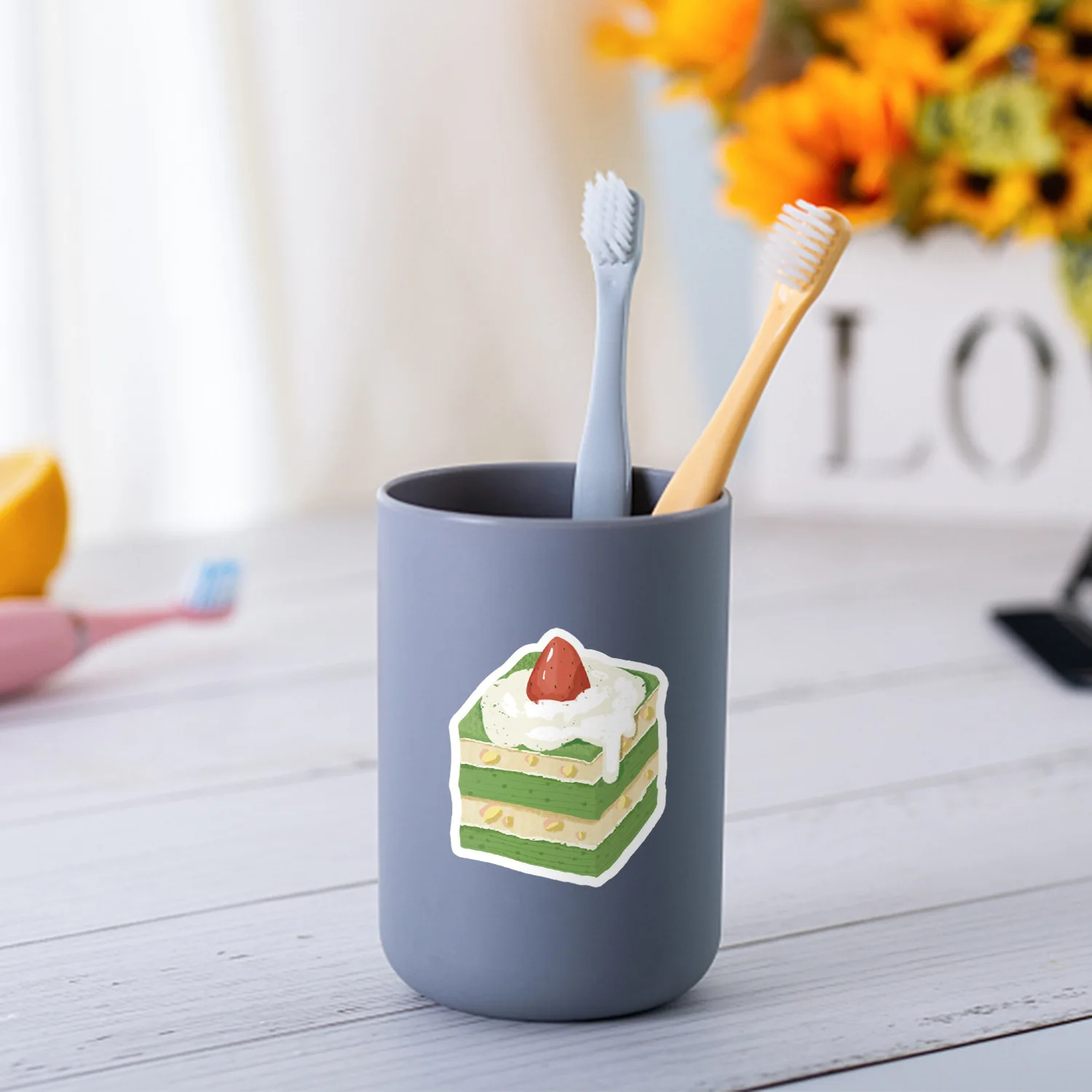 50 pezzi di torta matcha graffiti adesivo computer tazza d'acqua decorazione impermeabile conto mano per bambini all'ingrosso