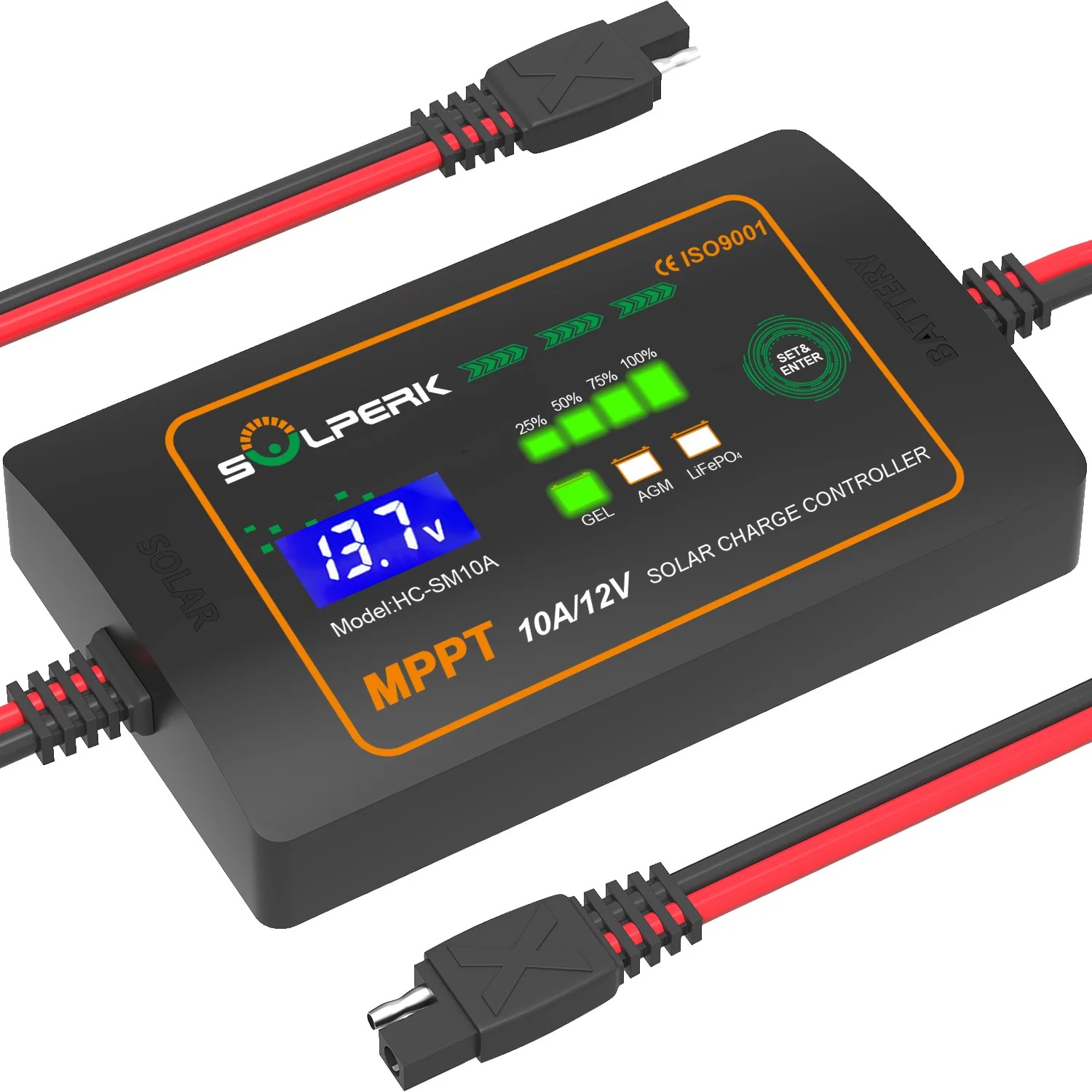 10A 12V MPPT Solar-Laderegler mit LCD-Display, Intelligenter Solarpanel-Controller, Tragbarer Gel-Solarpanel-Spannungsregler