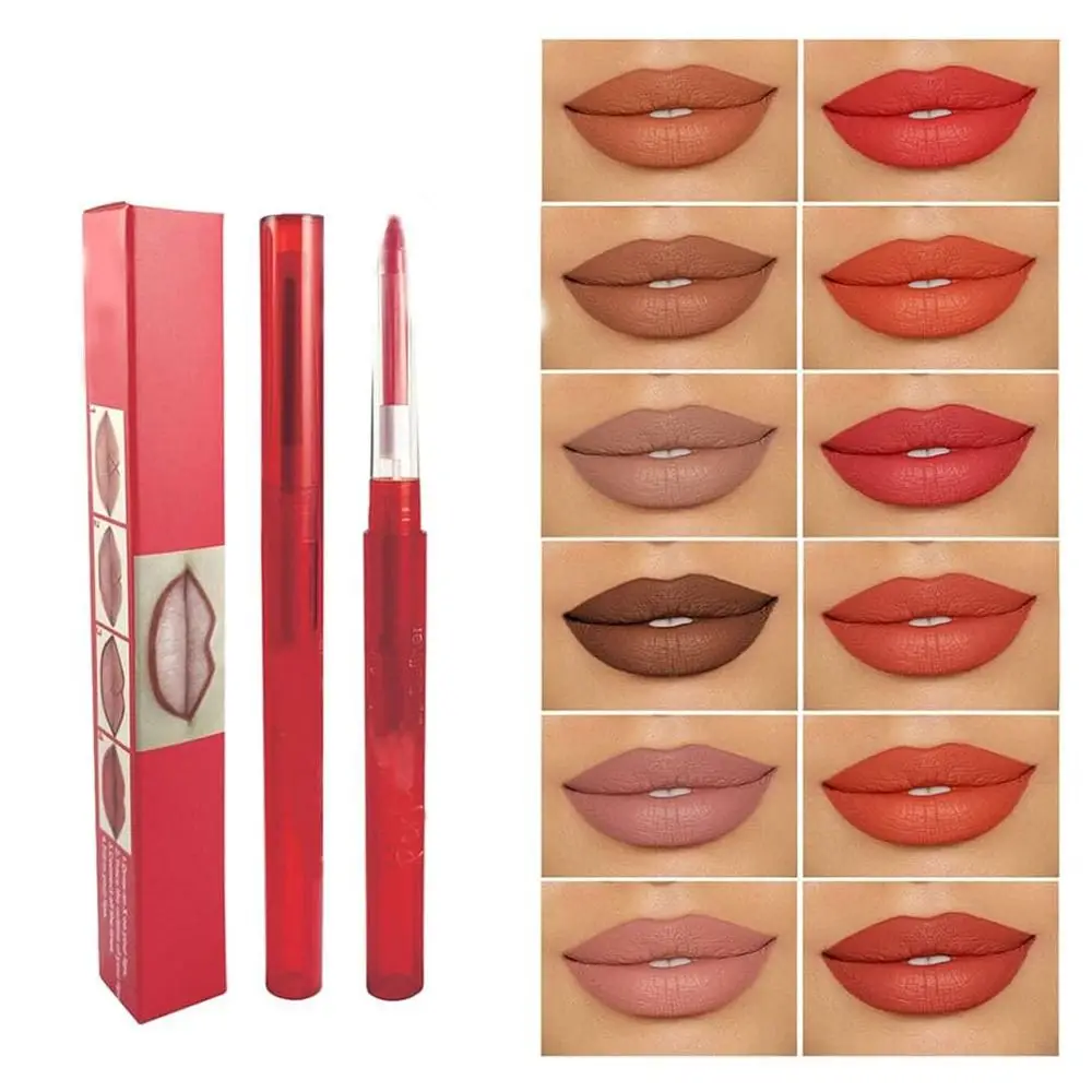 2pcs Long Lasting Lip Liner Stain Waterproof 24 Hour Smooth Lipstick Rich Lip Colors Application Natural Lipliners Pencil Women