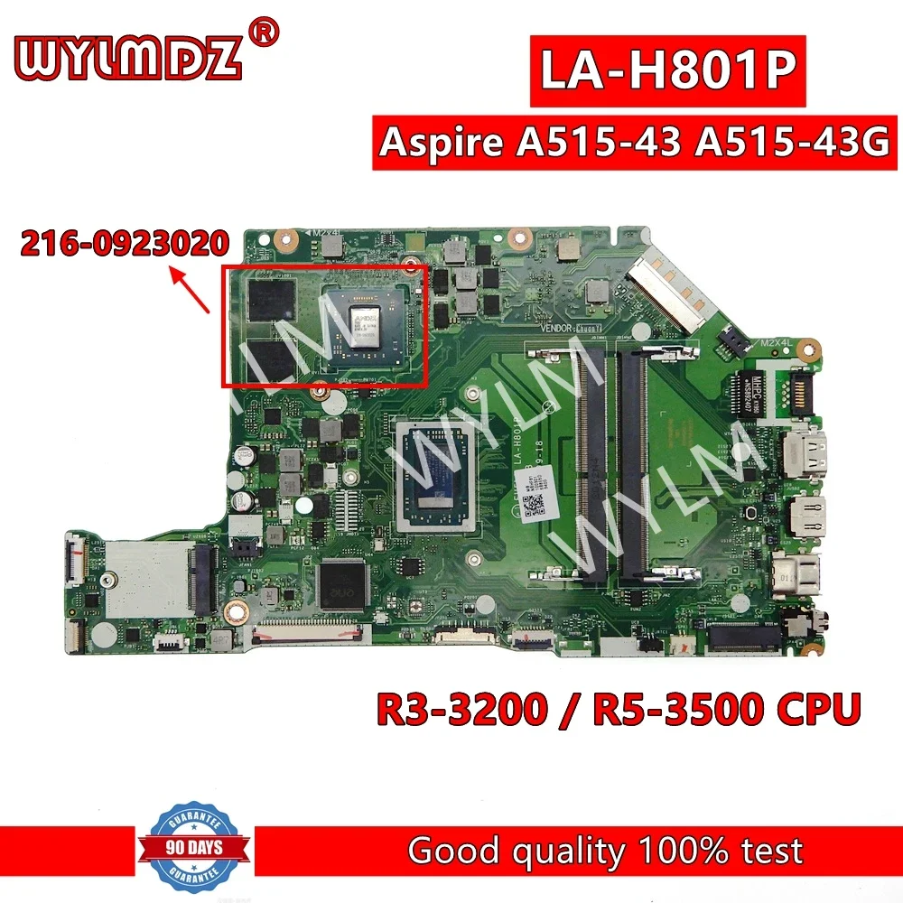 EH5LP LA-H801P R3/R5/R7 CPU 216-0923020 GPU Laptop Motherboard For Acer Aspire A515-43G A515-43 Notebook Mainboard Test OK