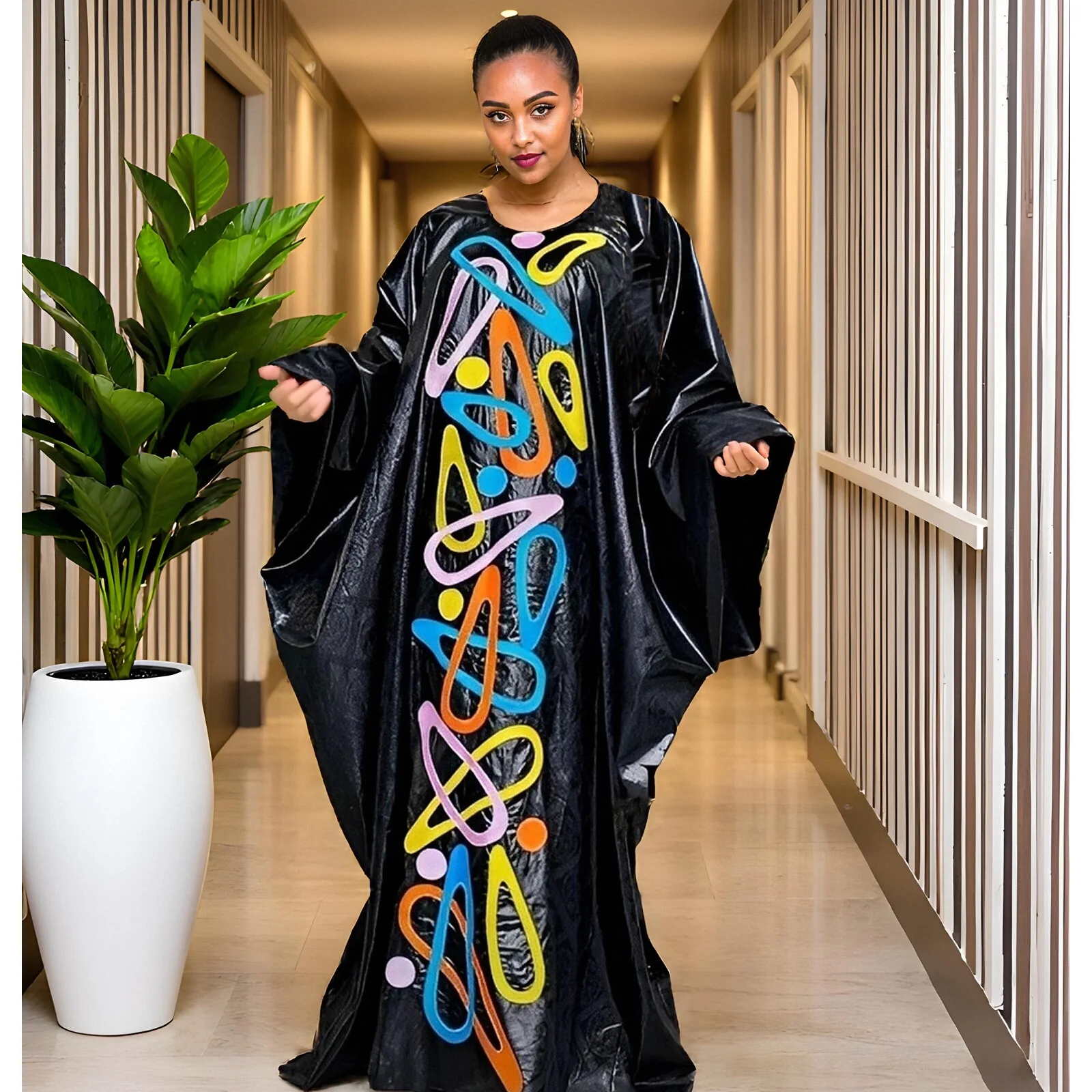 

African Attire For Women Abaya Embroidery Plus Size Elegant Party Church Dress