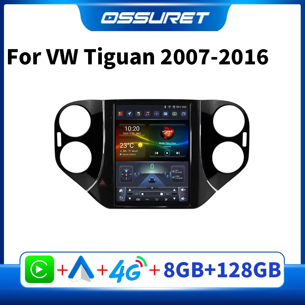 

Автомобильный радиоприемник 2 Din Android для Volkswagen VW Tiguan 2007-2016, мультимедийный видеоплеер Carplay, 9,7-дюймовый вертикальный экран, головное устройство, аудио