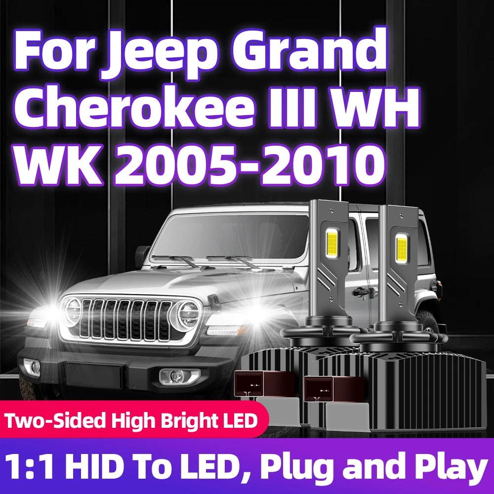 For Jeep Grand Cherokee III WH WK 2005 2006 2007 2008 2009 2010 Turbo D1S LED Headlight Bulbs Car Headlamps 6000K 30000LM 110W