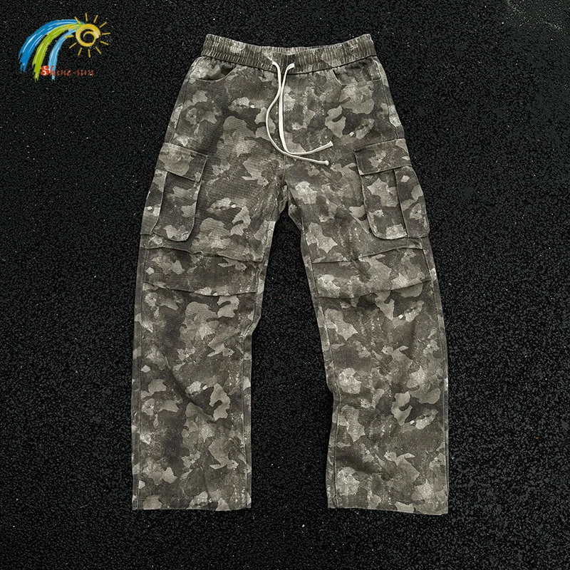 

All Seasons Top Quality Casual Cleanfit Functional Pants Men Women Streetwear Vintage Washed Drawstring Leaf Camouflage Overalls