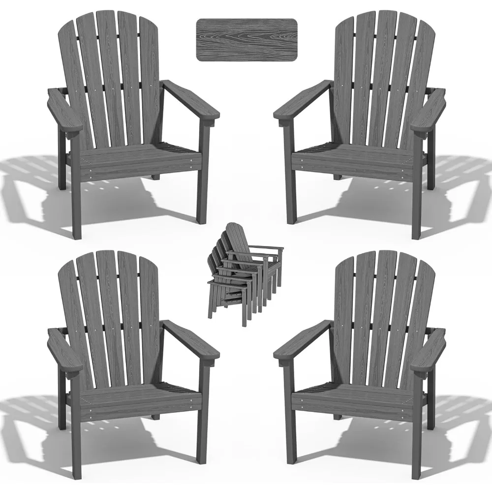 

Stackable Adirondack Chair - All-Weather HDPE Outdoor Patio Chair - Durable and Space -Saving Design for Easy Storage - Ideal fo