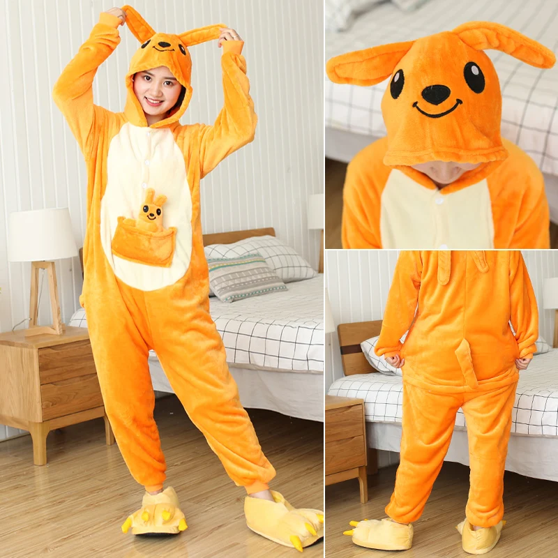 

Kangaroo Onesies Kigurumi Flannel Cartoon Pajamas Women Animal Pyjamas Homewear Christmas Halloween Party Anime Cosplay Costumes