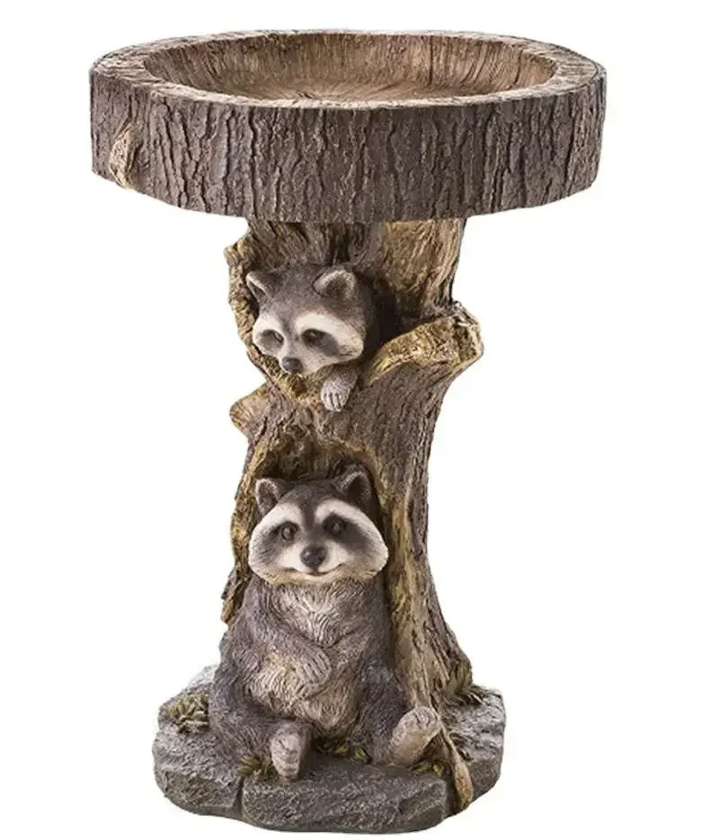 Whimsical Resin Raccoon Garden Decor, Bird Feeding and Planting, Garden Decor