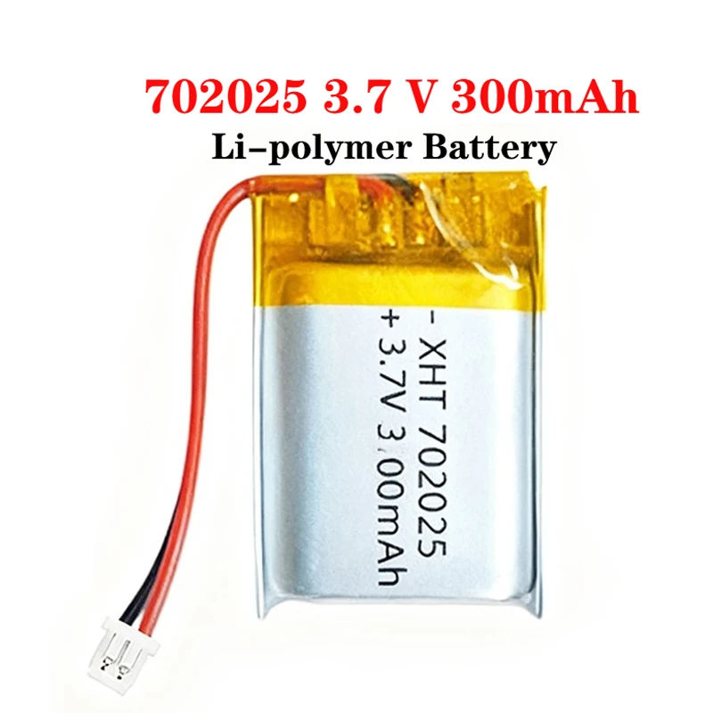 

1-4pcs 702025 Battery 300mAh 3.7V Lithium Polymer Battery for Smart Watch Flashlight Electric Toy Bluetooth Headphones Speaker