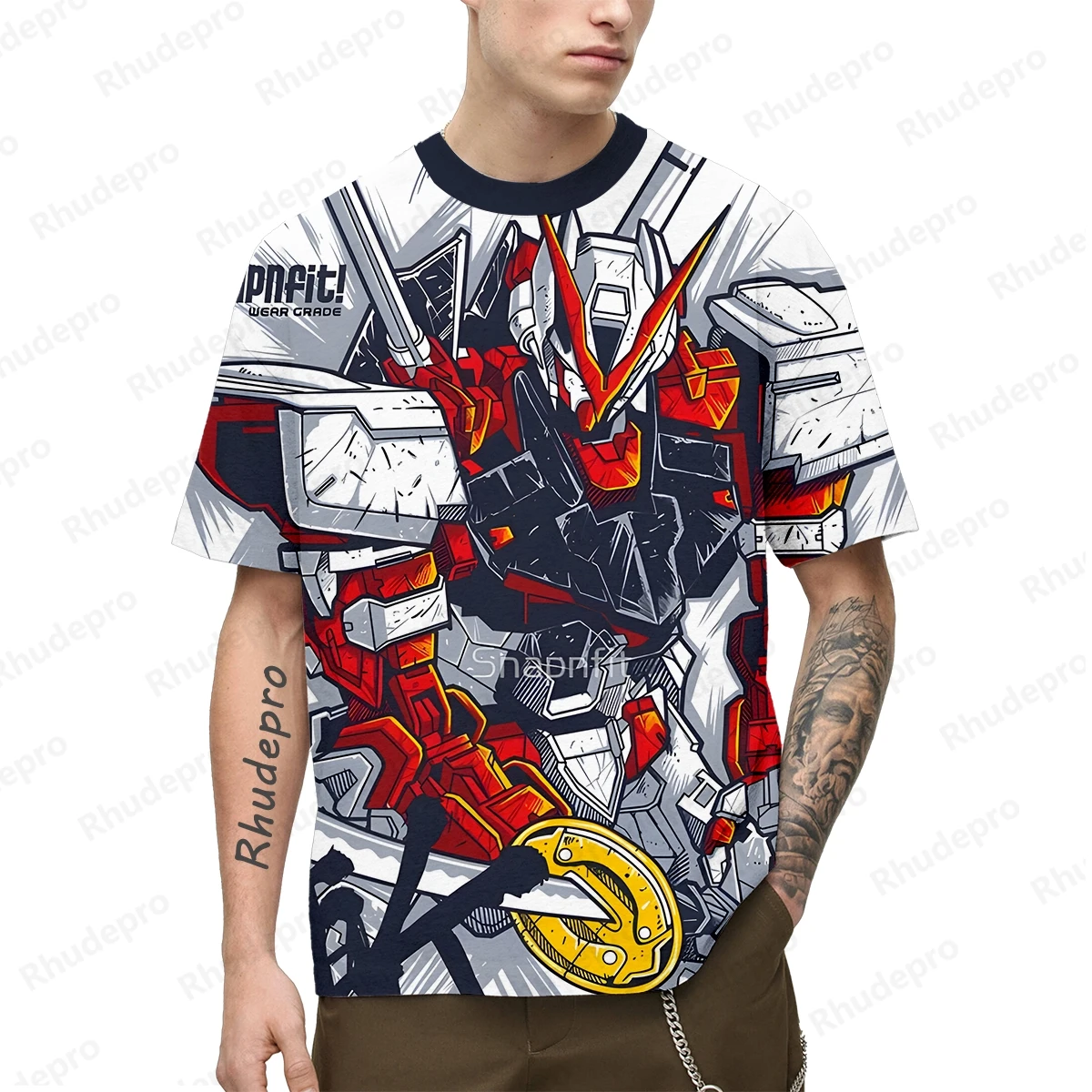 Gundam Model Men Gift Trend Cosplay T-shirts 2024 Men's Oversized Tops Clothing Clothes Children's Streetwear Hip Hop