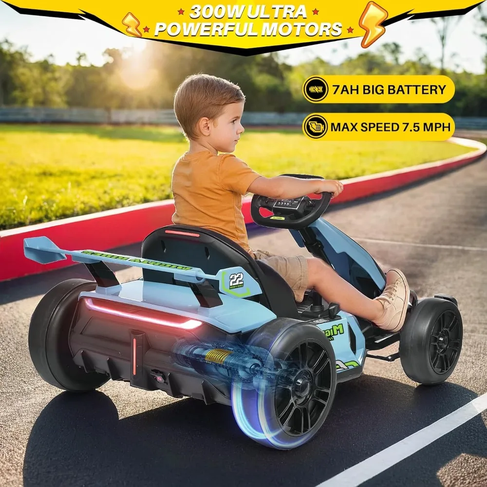 Kart électrique à pédale pour enfants, jouet de course en plein air, moteur de bain, mode dérive et sport, 24V, 300W, 2x150W, 7Ah