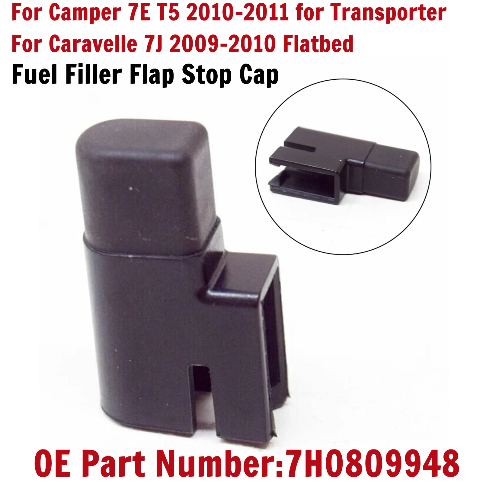 

Stop Cap Fuel Filler Flap 7H0809948 ABS Black Car Accessories High Quality Material For TRANSPORTER T5 Durable