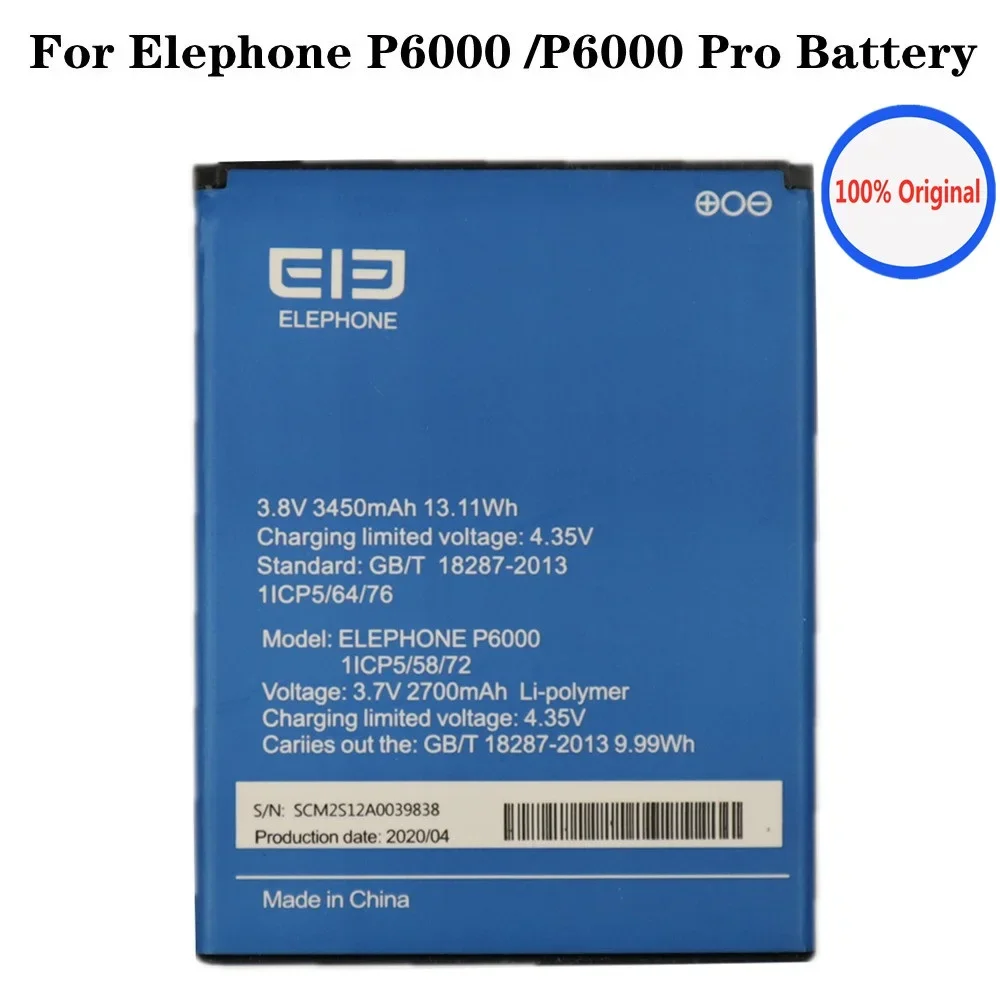 

New Original Elephone P6000 Battery For Elephone P6000 Pro / P6000 2700mAh High Quality Mobile Phone Battery Bateria In Stock