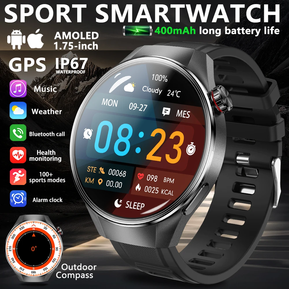 

2025 New Military Sports Smart Watch for Men Outdoors GPS Dual-Band GNSS Compass Altimeter Bluetooth Call Waterproof Smartwatch