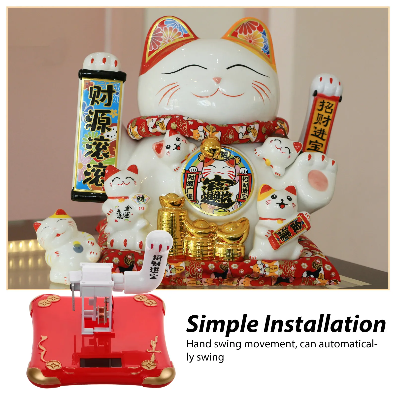 

Solar Powered Luck Cat Waving Arm Replacement Movement Accessory for Wealth Cat Swing Device Hand Shake Mechanism Decorative