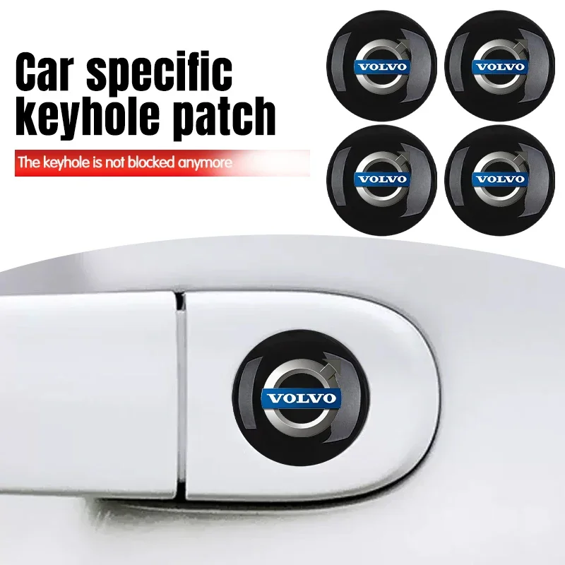 4pcs Car Door Keyhole Lock Core Dustproof Protector Sticker For Volvo S40 S60 S90 XC40 XC60 XC90 V40 V50 V60 V90 C30 C70 S80 V70