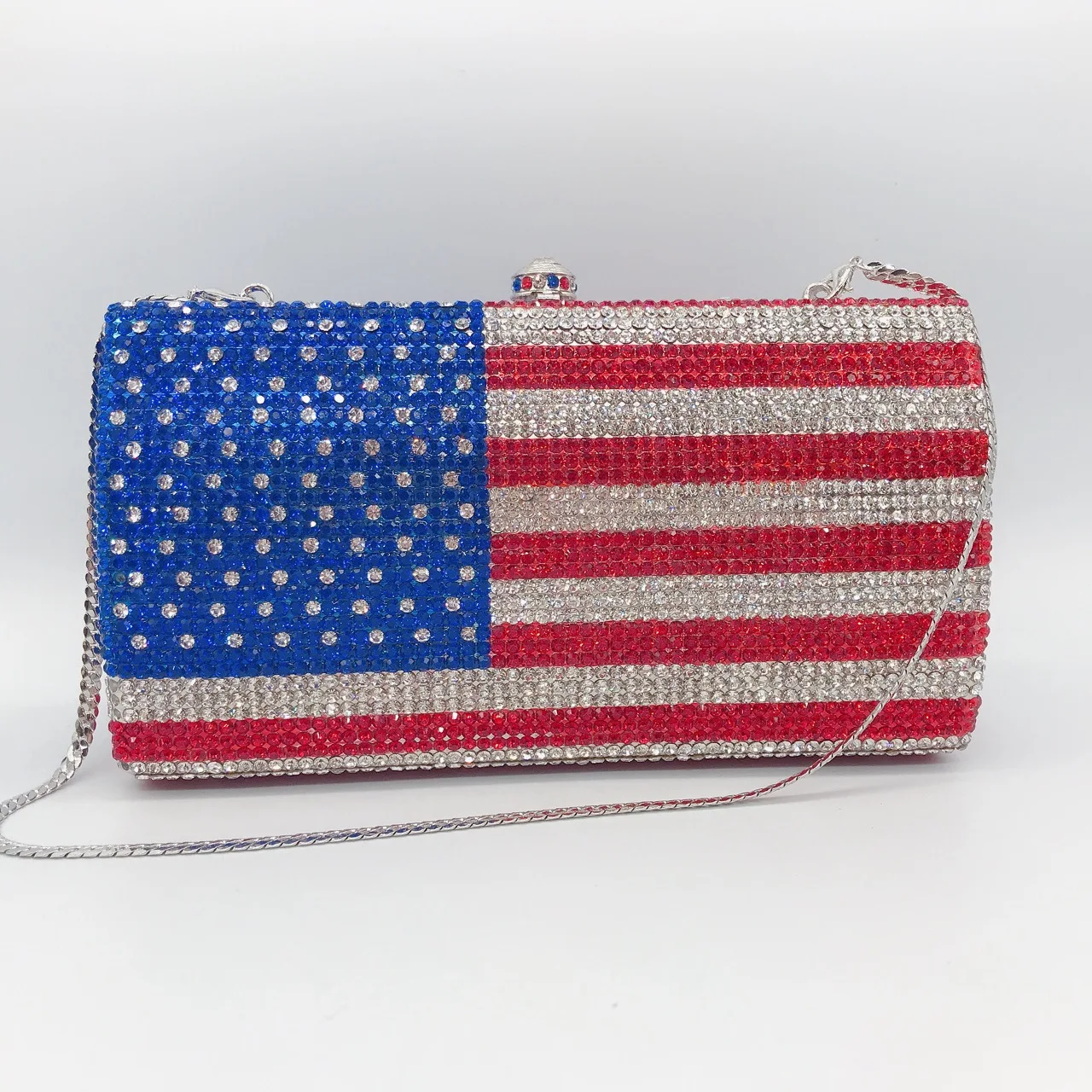 American Flag Women Rhinestone Evening Bags Crystal Designer Clutch Purse Diamond Clutches for Lady Luxury Party Banquet Bags