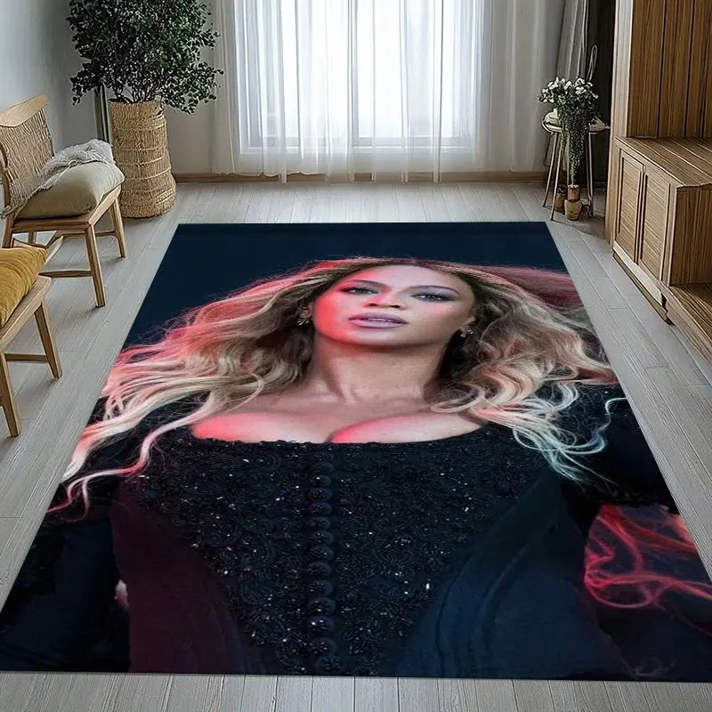 Fashion Beyonce Singer Living Room Non-Slip Area Rug Soft Carpet for Bedroom Livingroom Playroom Sofa,Home Decor Doormat Gift