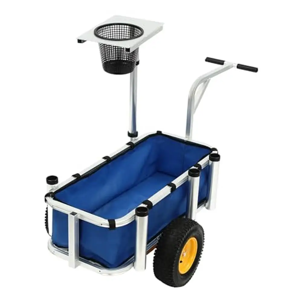 

Portable Fishing Cart with High Load-bearing Capacity Oxford Cloth Pocket Triangular Support Structure Pneumatic Tires Easy