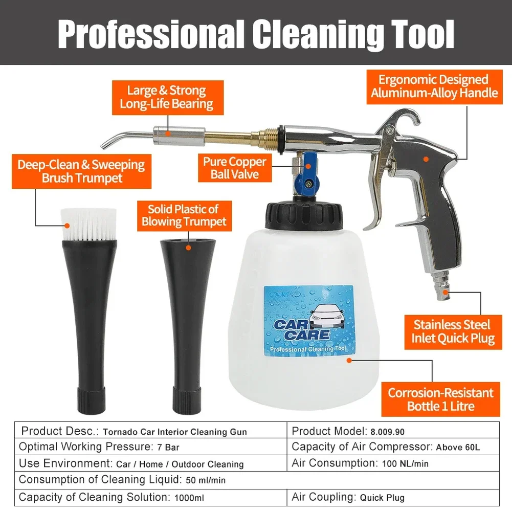 

Pneumatic Air Foam High Pressure Car Wash Interior Deep Cleaning Tool For Detailing Tool High Pressure Car Washing Tool