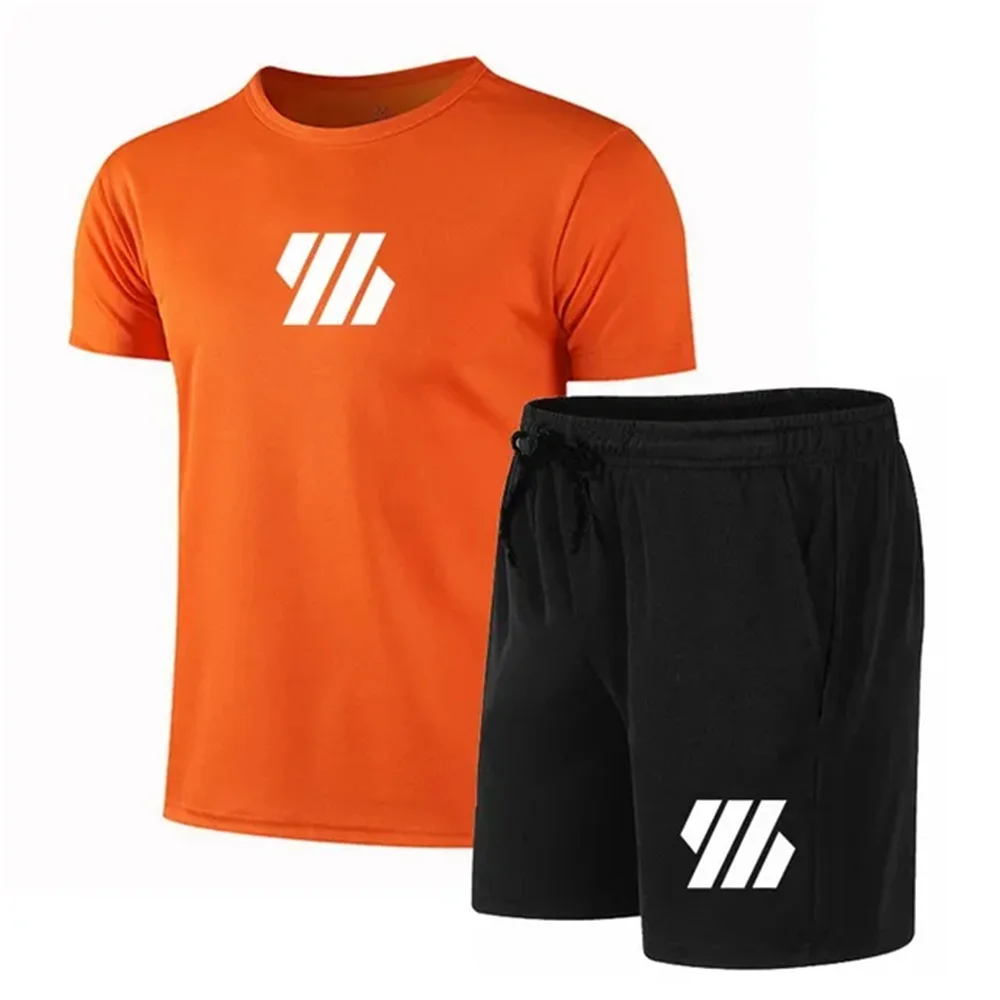 

Ummer Спортивный костюм Мужская футболка с коротким рукавом для бега + шорты Комплект из двух предметов Спортивная одежда Мужские повседневные спортивные быстросохнущие комплекты для фитнеса