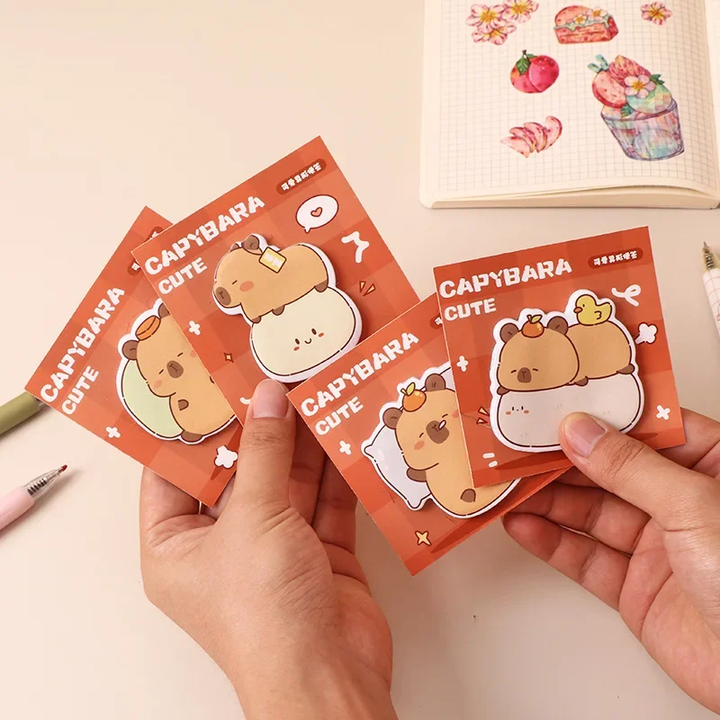 5Pcs/Lot Cute Cartoon Capybara Sticky Note Memo Pad 30 Sheet/Book Tearable Sticker for School and Office Stationery Decoration