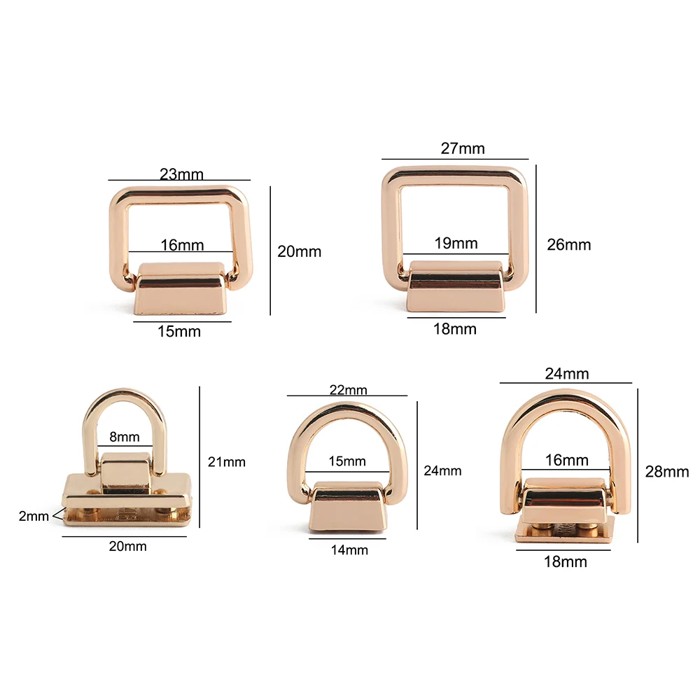 10/50/100PCS Metal Bag Side Hanger Square Ring For Handbag Strap Side Carabiner Clip Hook Chain Connector Buckle Accessories