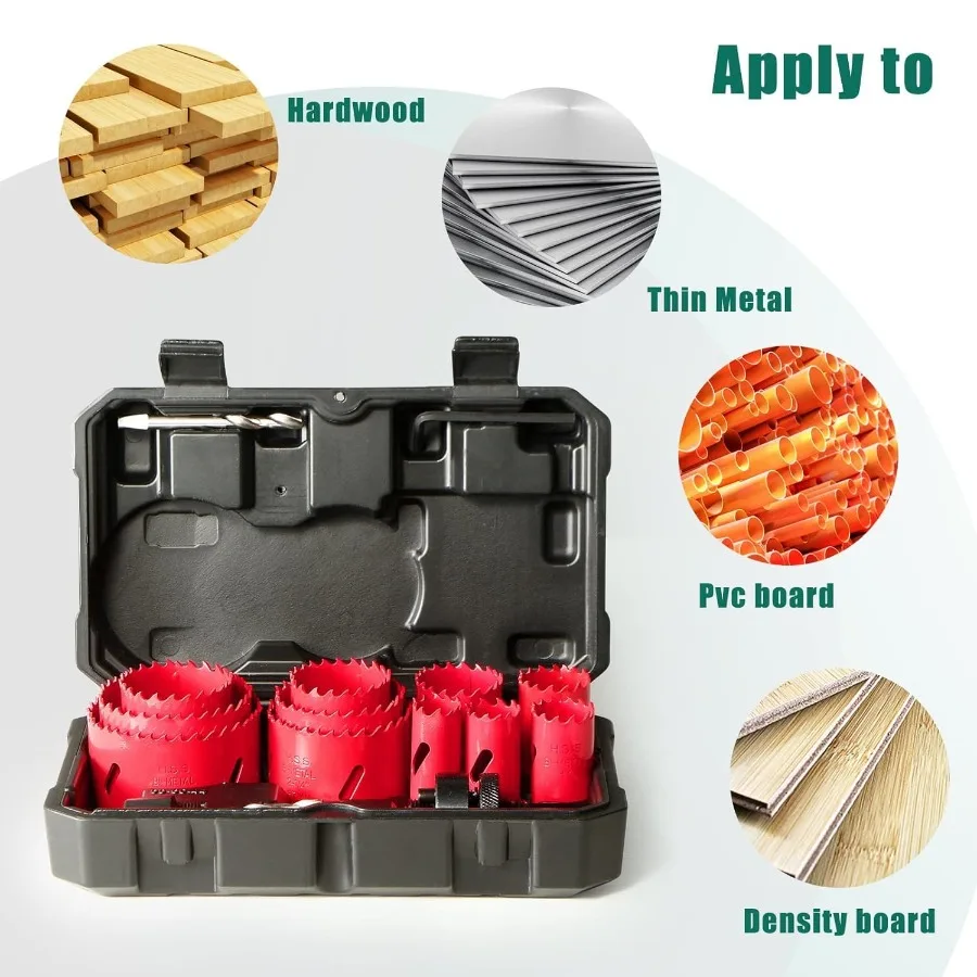 طقم منشار ثقب BiMetal HYCHIKA 17 قطعة من الفولاذ عالي السرعة 3 4 إلى 21 2 مجموعة منشار ثقب في علبة مع لقمة منشار ثقب المماسك للحفر المعدني #3