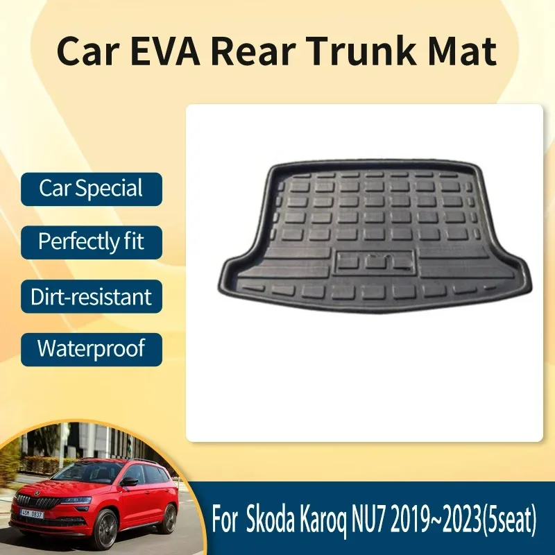 

Car Rear Trunk Mat For Skoda Karoq NU7 2019 2020 2021 2022 2023 Waterproof Carpets Muds Trunk Storage Pads Tank Car Accessories