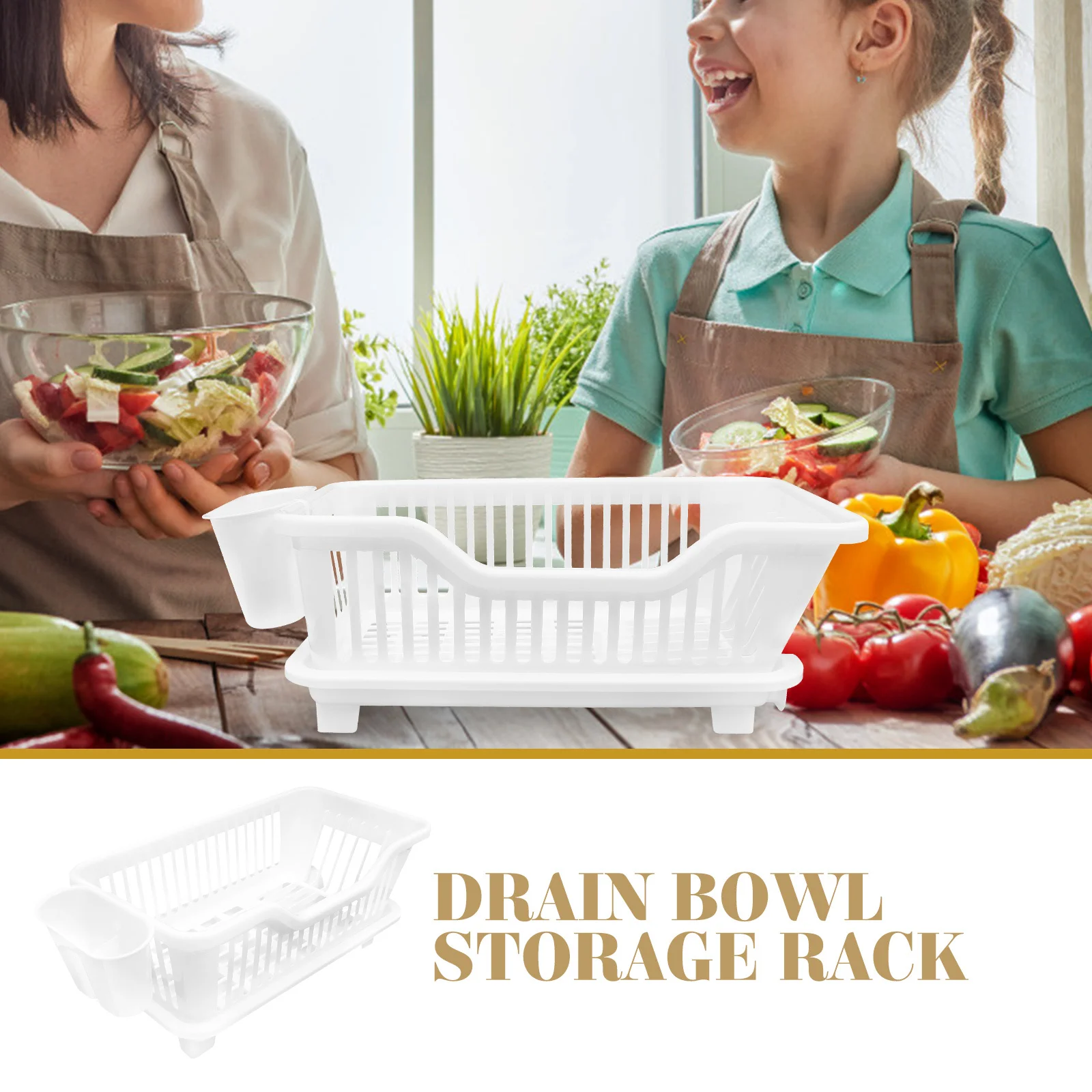 

Dish Drying Rack ABS Material Large Capacity Modern Draining Basket for Kitchen Countertop Multi Functional Bowl Utensil Holder
