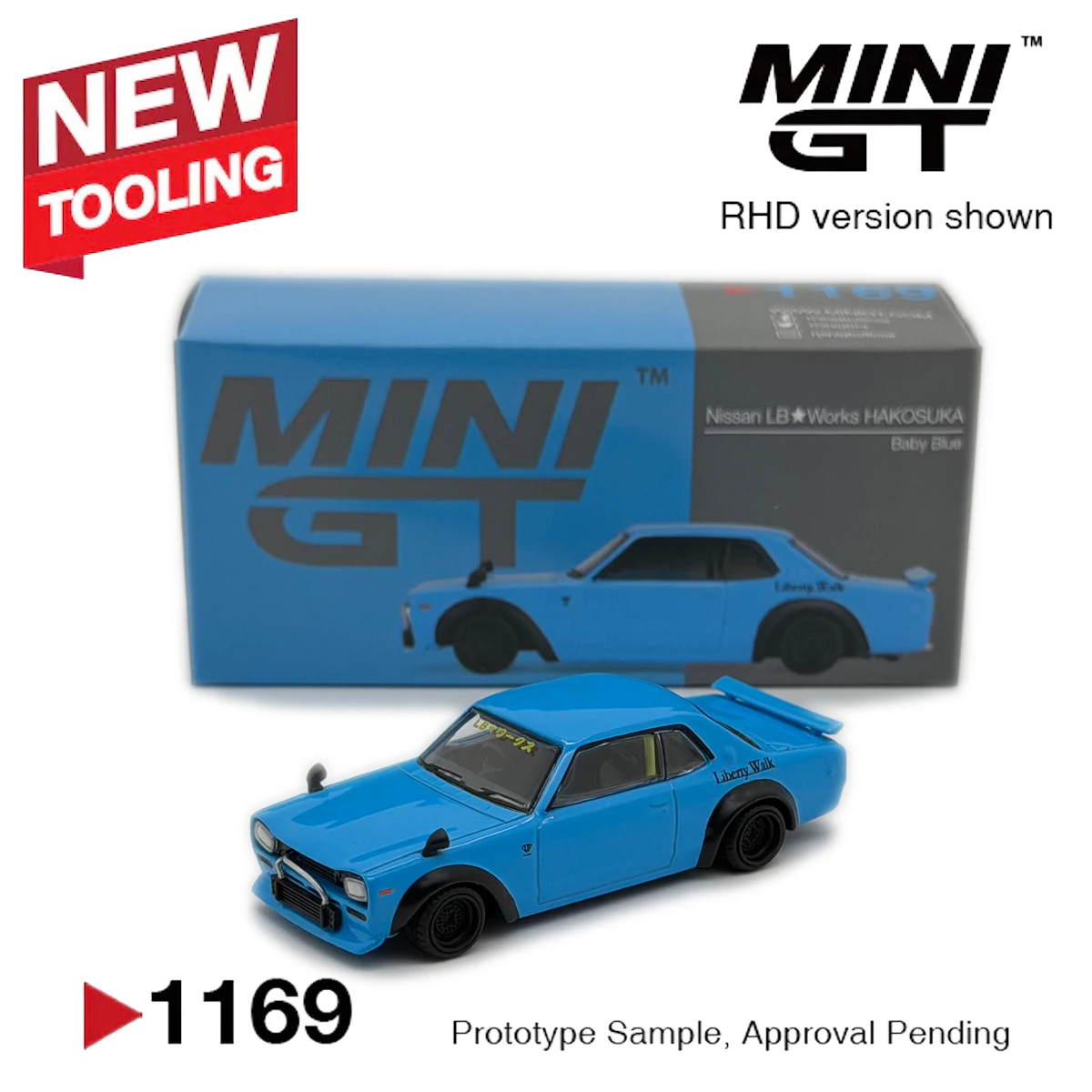 MINI GT MGT1169 1:64 Nissan LB☆Works Hakosuka Baby Blue RHD