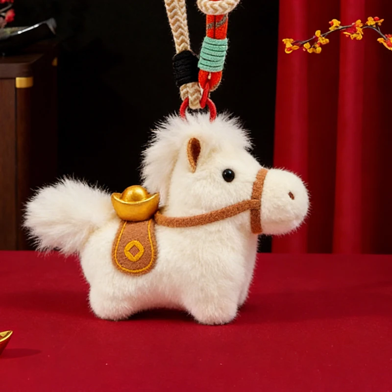 Uroczy pluszowy breloczek na Nowy Rok, zawieszka, miniaturowa figurka konia